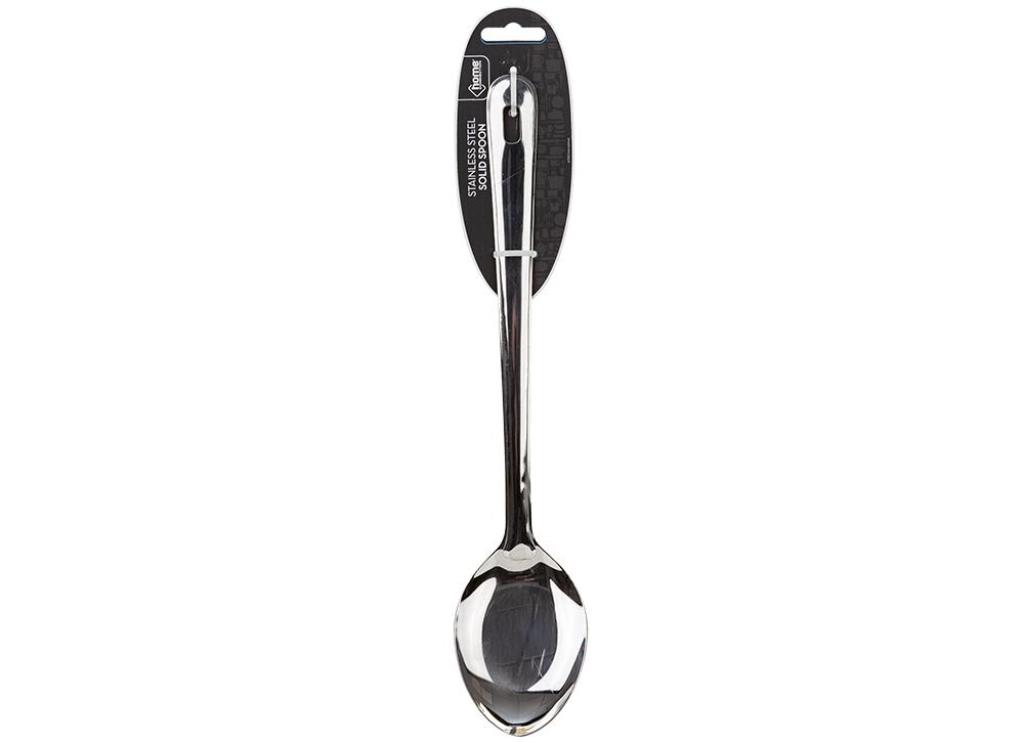 Stainless Steel Solid Spoon On Tie On Card - Click Image to Close