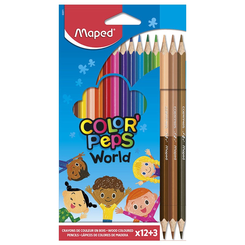 Maped Color'Peps Duo Skin Tone Colour Pencils Set 15 Pack - Click Image to Close
