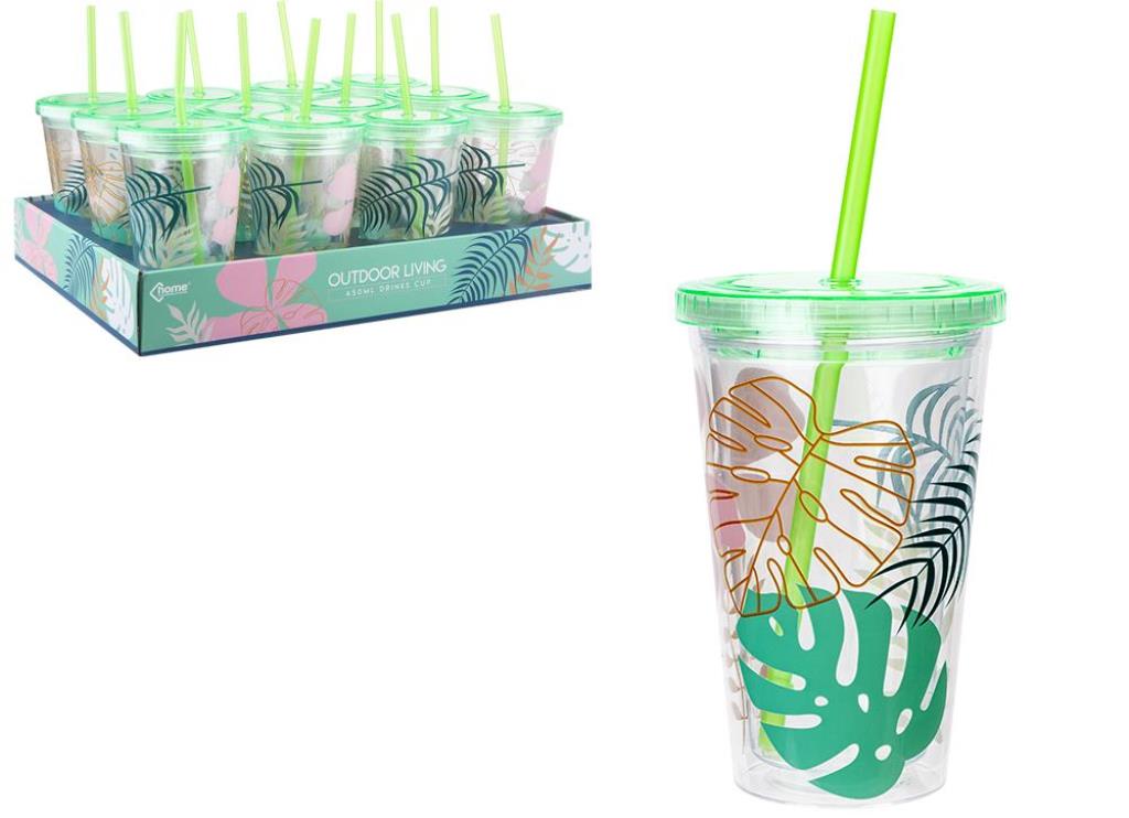 450ml Drinking Cup With Straw - Click Image to Close