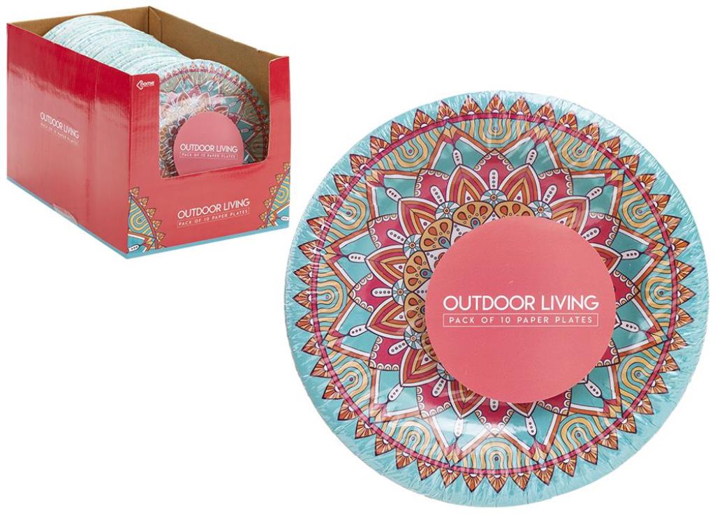 7" Moroccan Design Paper Plates Pack Of 10 - Click Image to Close