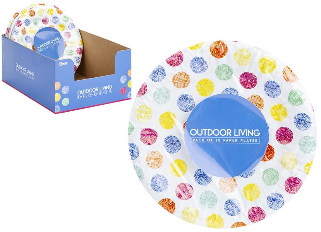 7" Spots Design Paper Plate Pack Of 10 - Click Image to Close