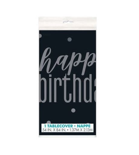 Birthday Glitz Black Table Cover 54 X 84 - Click Image to Close