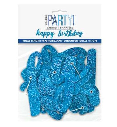 Blue & Silver Glitz Range "Happy Birthday" Banner - Click Image to Close
