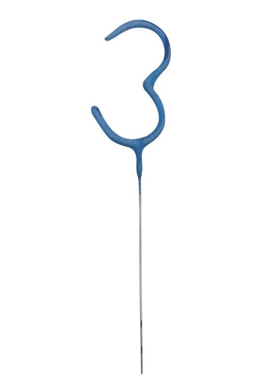 Birthday Blue Glitz Number 3 Sparkler 7" - Click Image to Close