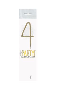 Birthday Glitz Gold Sparkler 7" Number 4