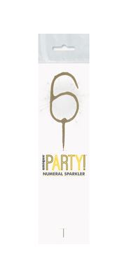 Birthday Glitz Gold Sparkler 7" Number 6