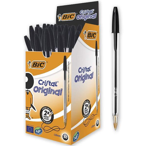 Bic Cristal Original Ballpoint Pen Medium Black Pack Of 50 - Click Image to Close