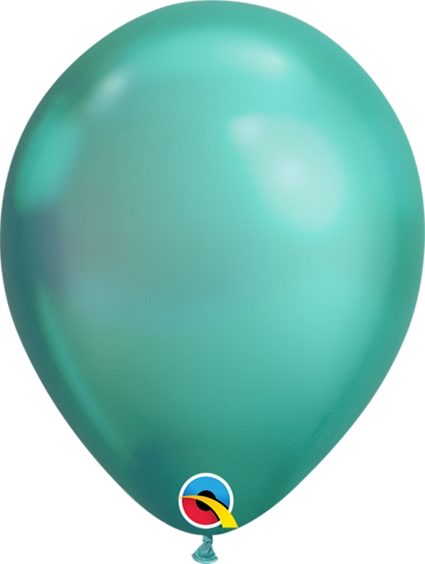 QUALATEX 7" PLAIN LATEX ROUND CHROME GREEN 100CT
