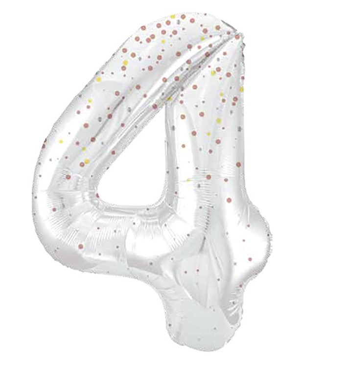 34" GLITZ 4 Rose Gold Printed Prism Foil Balloon Numeral - Click Image to Close