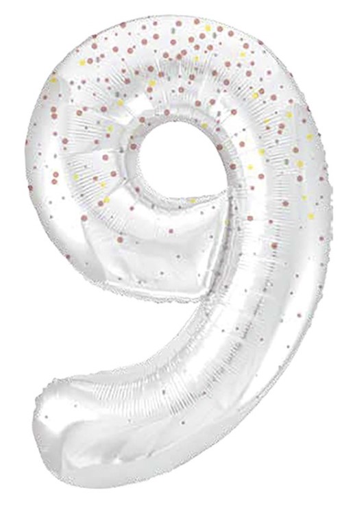 34" GLITZ 9 Rose Gold Printed Prism Foil Balloon Numeral - Click Image to Close