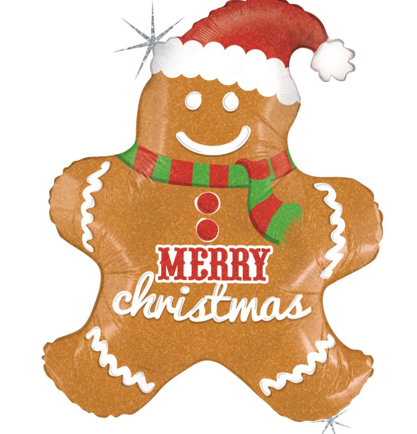 Gingerbread Holographic 31" Balloon - Click Image to Close