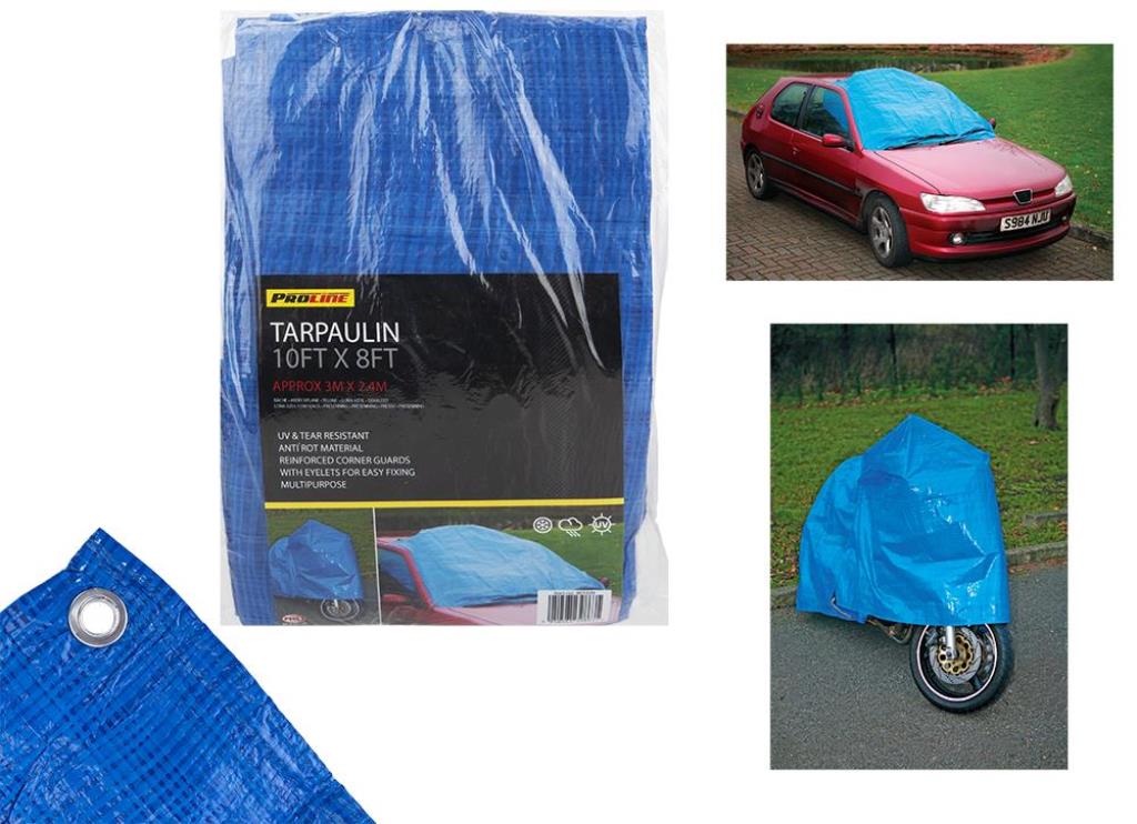 Blue Tarpaulin With 12 Eyelets 10Ft x 8Ft - Click Image to Close