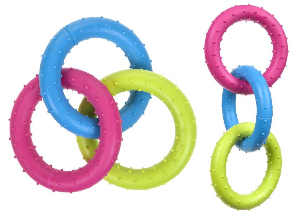 Crufts Triple Ring Tpr Dog Chew Toy W/Hang Tag - Click Image to Close