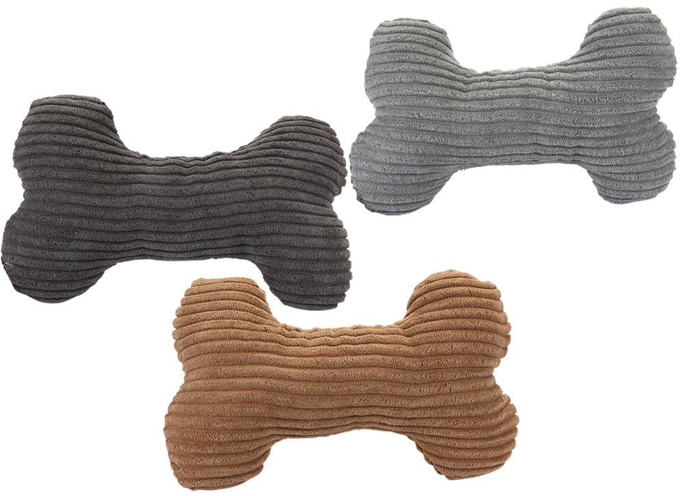 Corduroy Plush Bone With Squeaker 3 Assorted - Click Image to Close