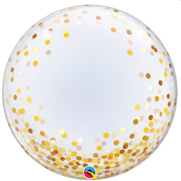 Qualatex 24" Deco Bubble Gold Confetti Dots - Click Image to Close