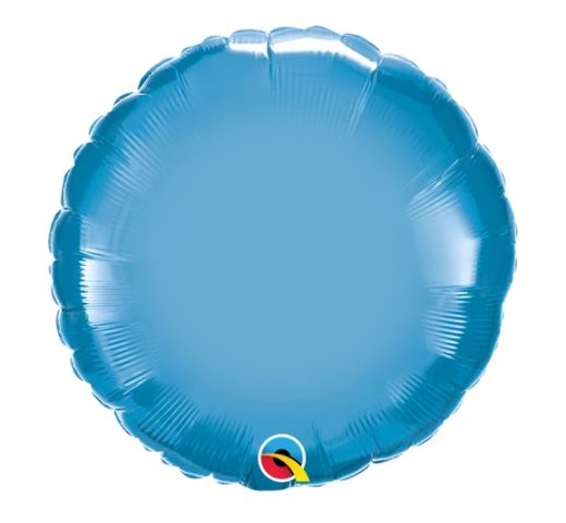 Qualatex 18" Round Chrome Blue Plain Foil - Click Image to Close