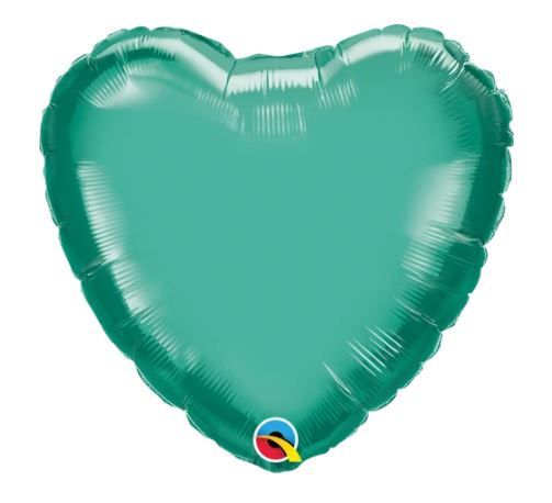 Qualatex 18" Heart Chrome Green Plain Foil - Click Image to Close