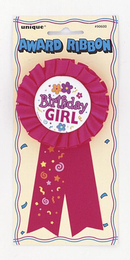 Birthday Girl Ribbon Award Badge - Click Image to Close