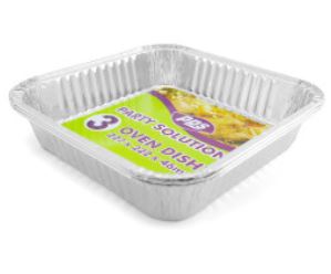 Foil Oven Dishes Square 222 X 222 X46mm 3Pc - Click Image to Close