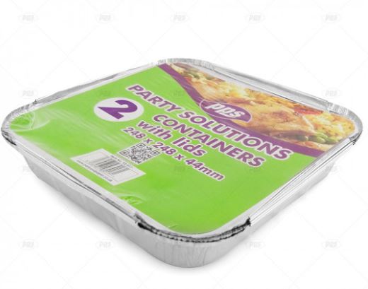 Foil Containers & Lids Square 248 X 248 X 44mm 2Pc - Click Image to Close