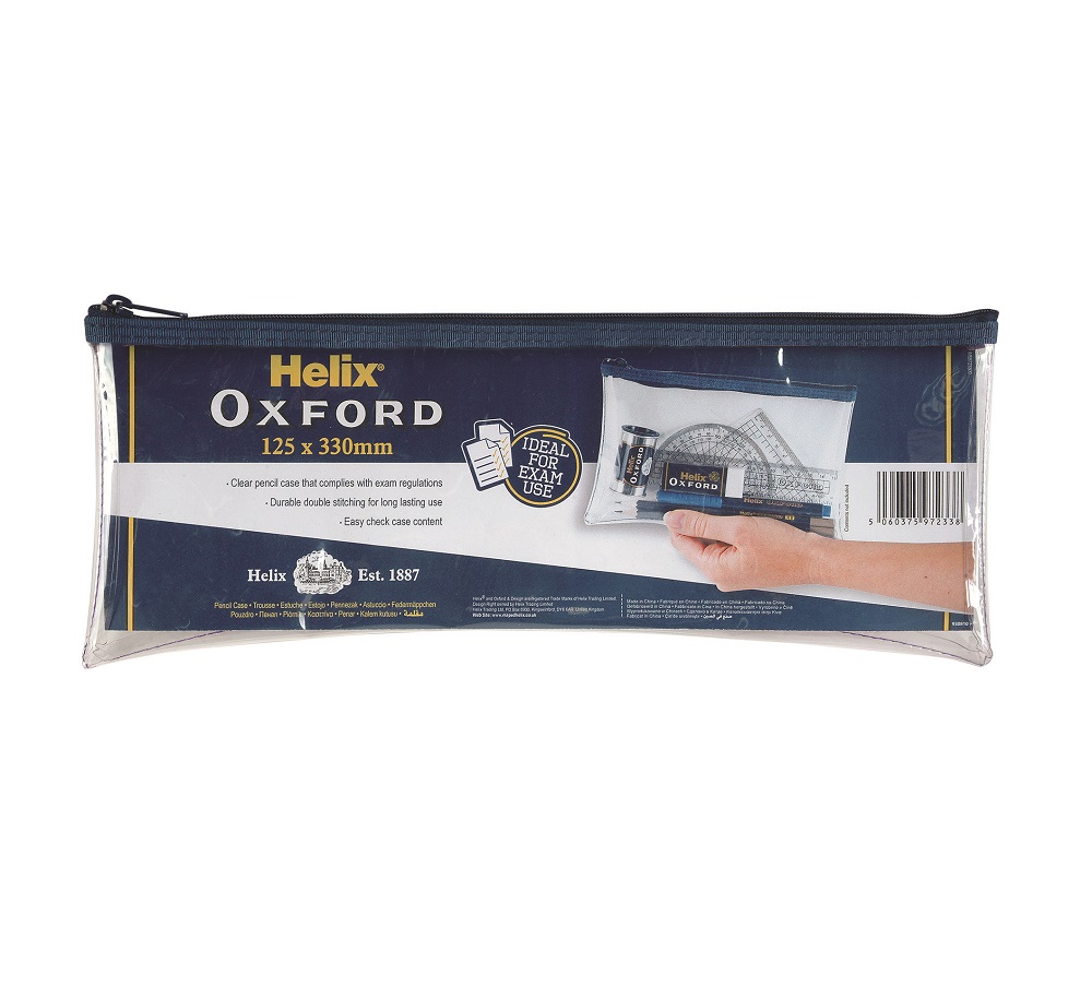 Helix Oxford Clear Pencil Case 125 x 330mm - Click Image to Close