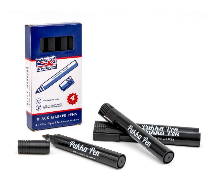 Pukka Permanent Markers Black 4 Pack - Click Image to Close