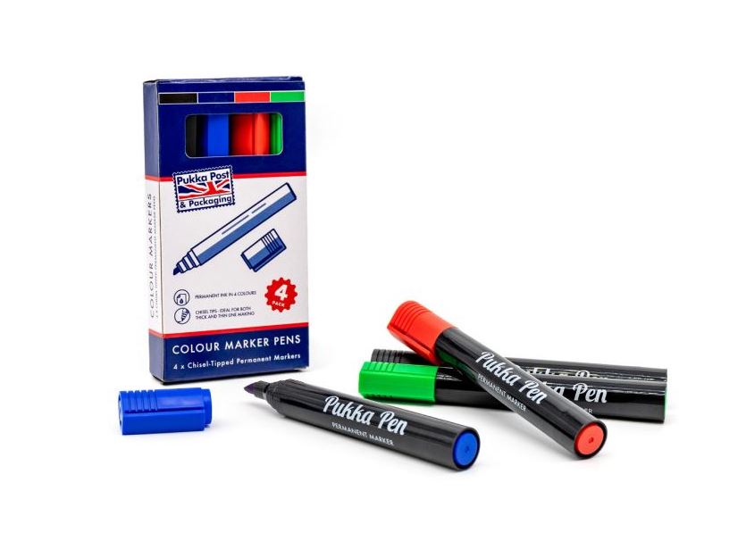 Pukka Assorted Permanent Markers 4 Pack - Click Image to Close