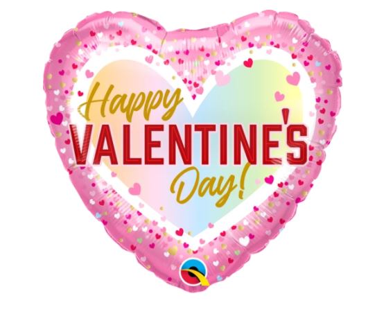 Qualatex 18" Heart Valentines Day Confetti Ombre Balloon - Click Image to Close