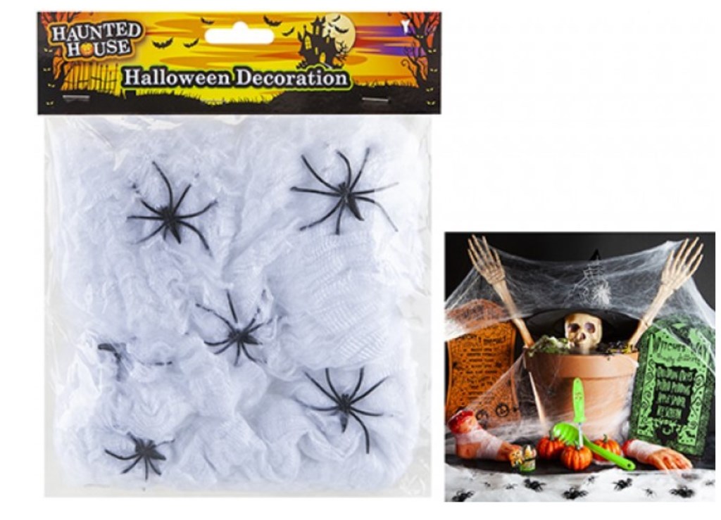 Jumbo Spiders Web With 6 Spiders - Click Image to Close