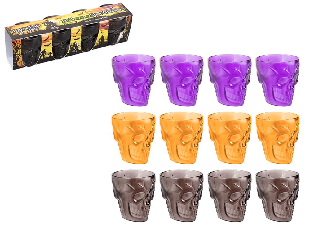 Halloween Skull Head Shot glasses Set Of 4 - Click Image to Close
