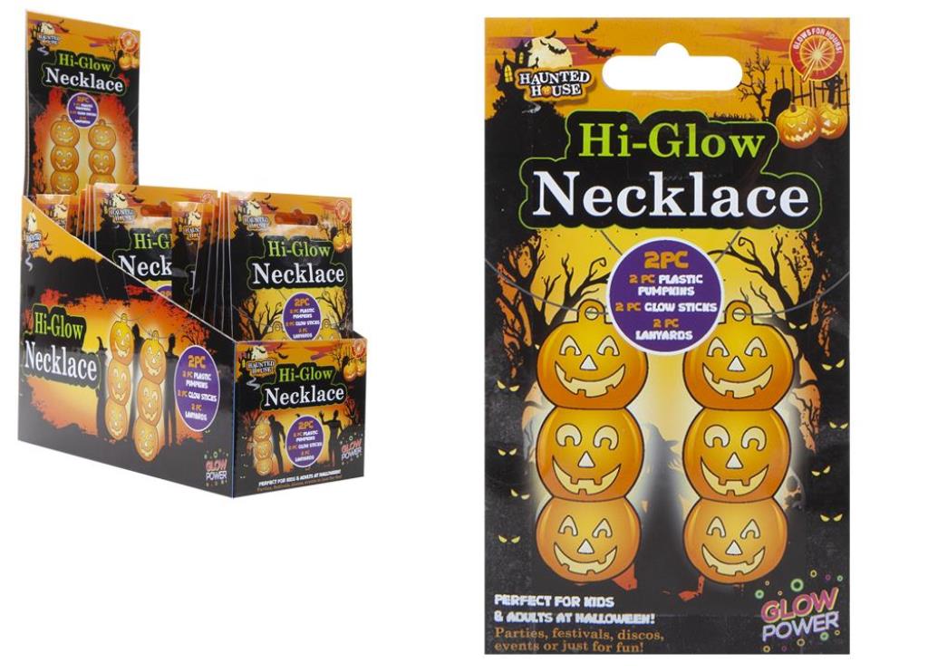 ORANGE PUMPKIN GLOW NECKLACE - Click Image to Close