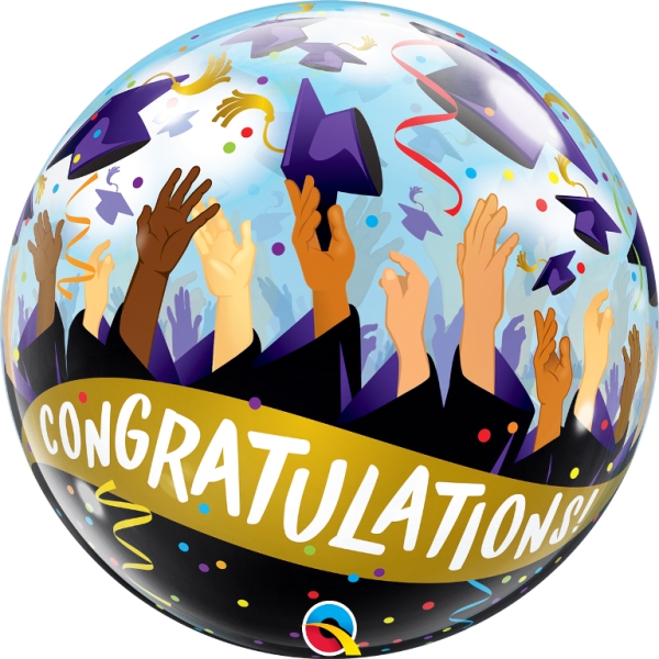 Qualatex 22" Single Bubble Congratulations Grad Caps - Click Image to Close