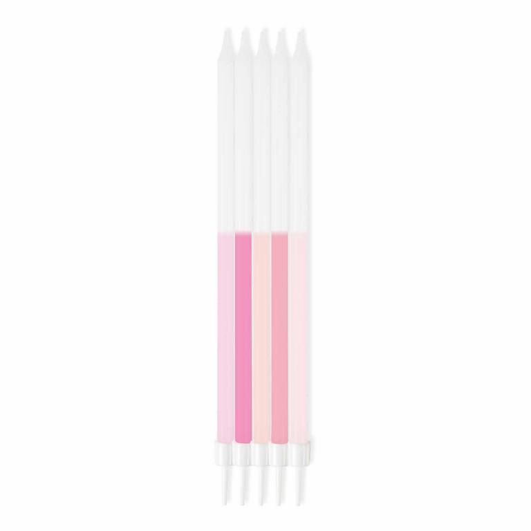 Pink Mix Skinny Candles 16cm 10 Pack - Click Image to Close