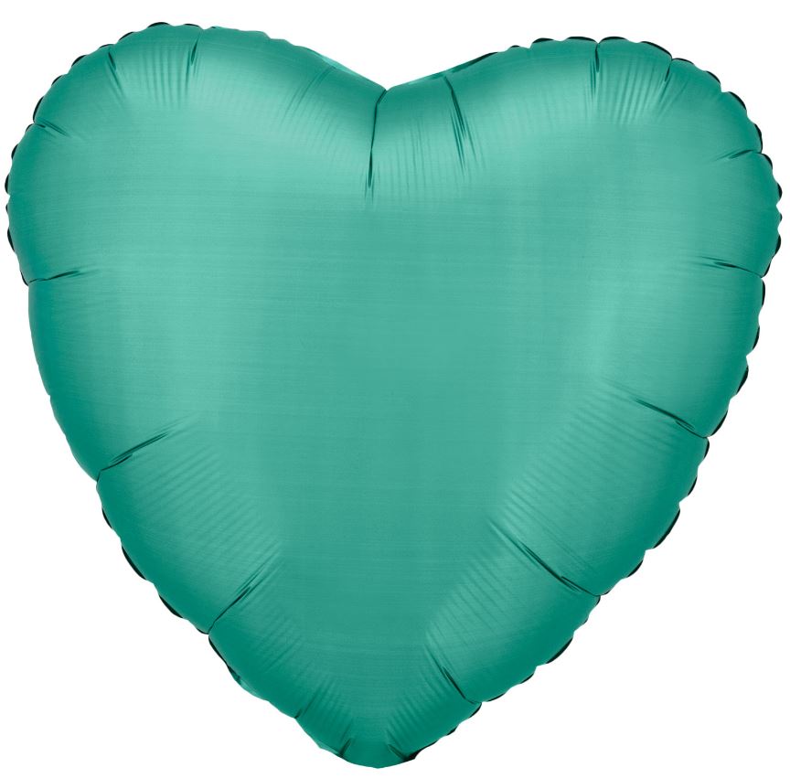 Amscan Silk Lustre Jade Green Heart Standard Foil Balloons - Click Image to Close