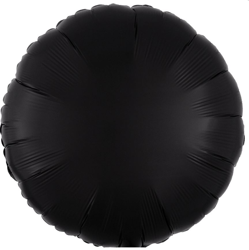 Amscan Silk Lustre Black Circle Standard Foil Balloons - Click Image to Close