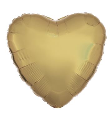 Amscan Metallic White Gold Heart Standard Foil Balloons - Click Image to Close