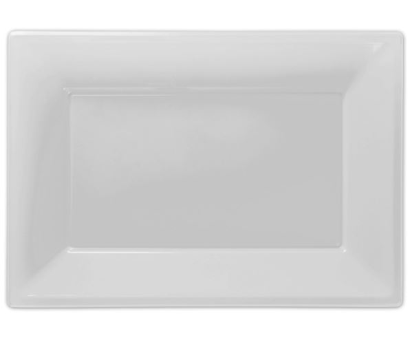 Frosty White Plastic Serving Platters - Pack g/3 - Click Image to Close