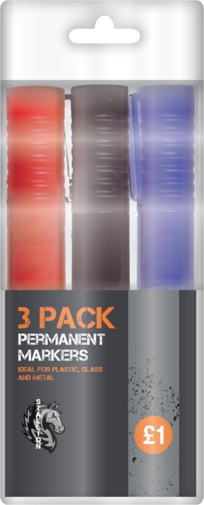 3 Pack Permanent Markers - Click Image to Close