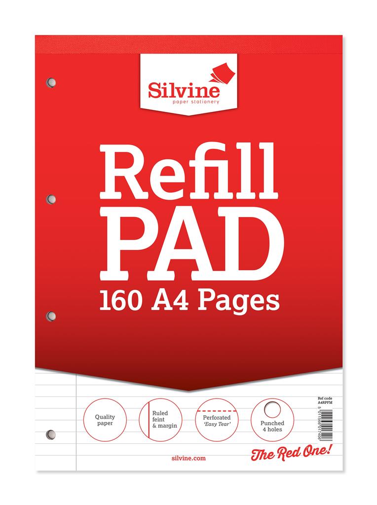Silvine A4 Refill Pad Lined With Margin 160 Pages - Click Image to Close