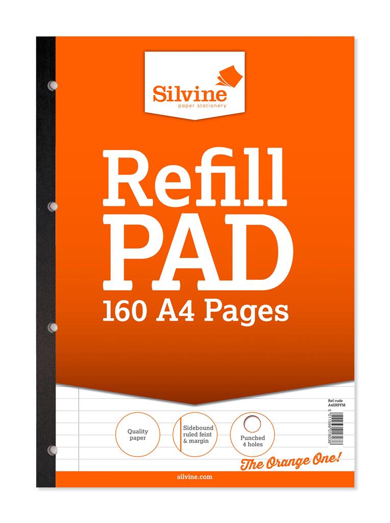 Silvine A4 Refill Pad Lined With Margin Sidebound 160 Page - Click Image to Close