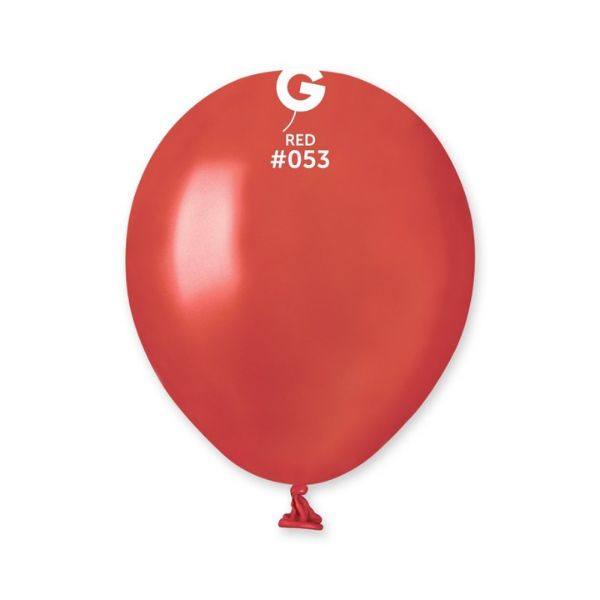 Gemar 5" Pack 50 Latex Balloons Metallic Red #053 - Click Image to Close