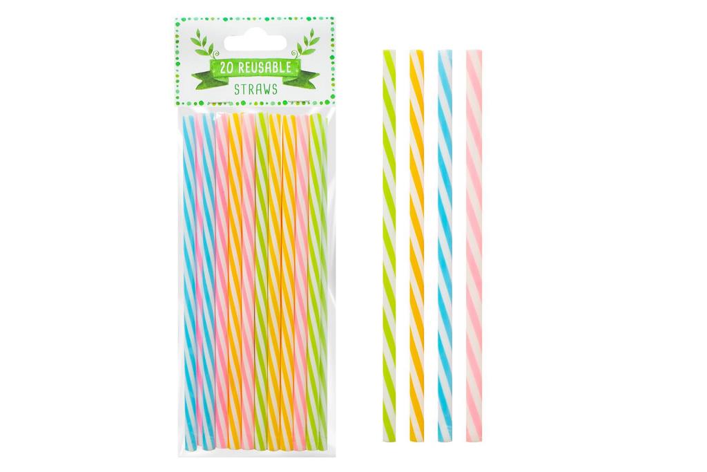 Reusable Straws 20 Pack ( Assorted Colours ) - Click Image to Close