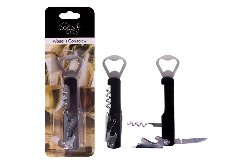 COCO & GRAY WAITERS CORKSCREW, BOTTLE OPENER & CUTTER 14CM - Click Image to Close