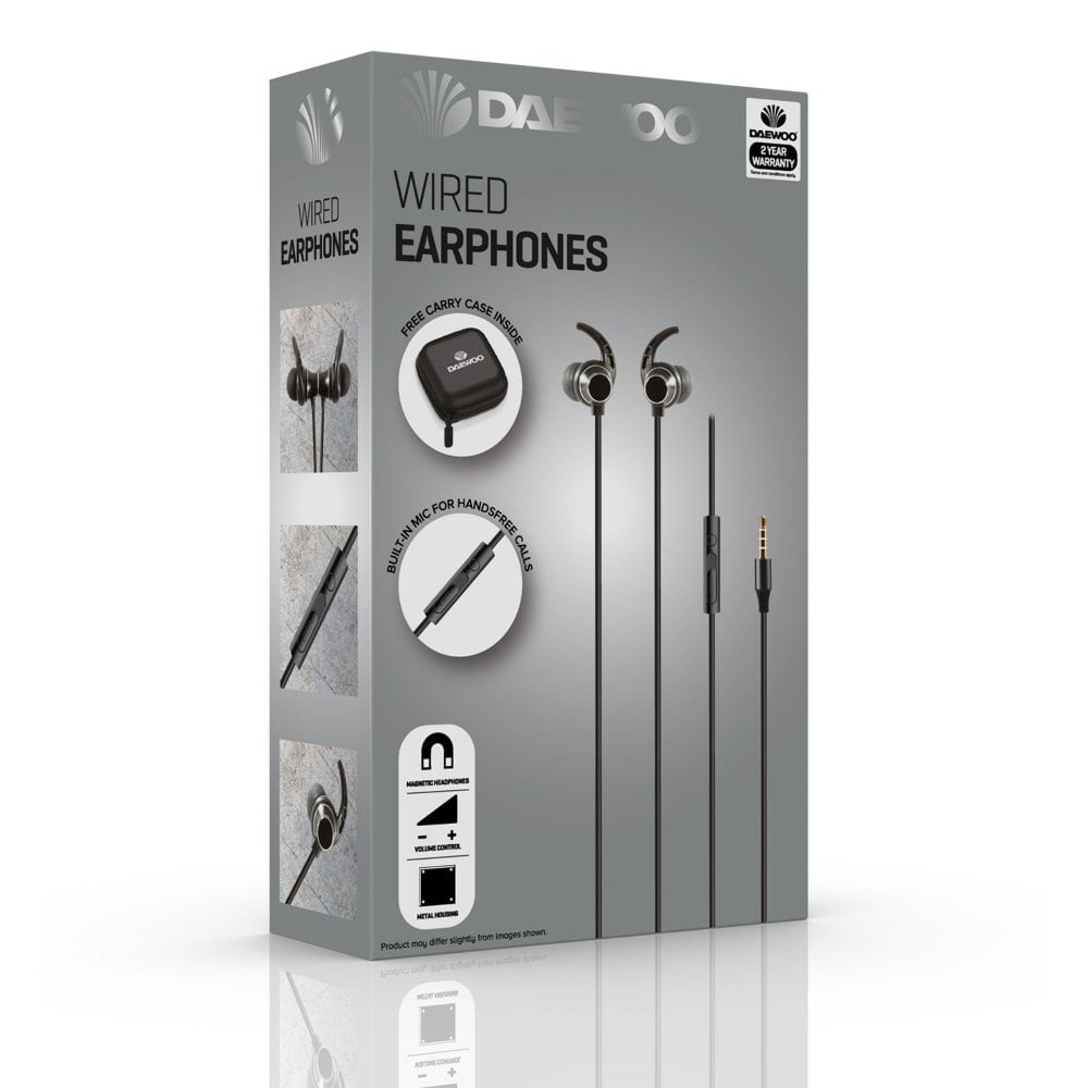 Wired Earphone With Built In Mic Black - Click Image to Close