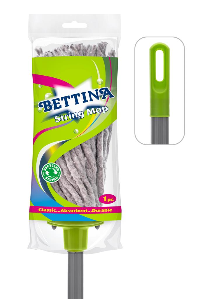 BETTINA Cotton Mop with Silver Handle 110cm - Click Image to Close