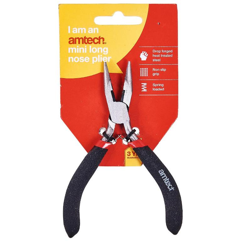 Amtech Mini Long Nose Plier With Spring - Click Image to Close