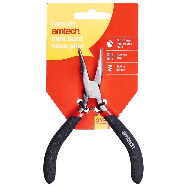 Amtech Mini Bent Nose Plier With Spring - Click Image to Close