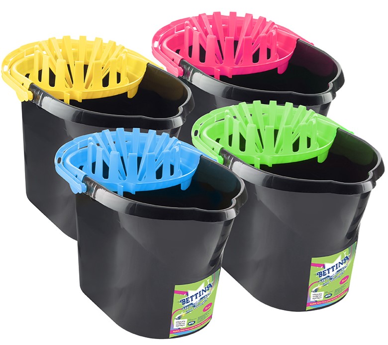 Bettina Black 14L Bucket And Wringer - Click Image to Close
