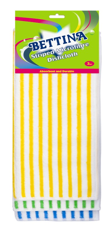 Bettina Striped Microfibre Dishcloth 3 Pack - Click Image to Close