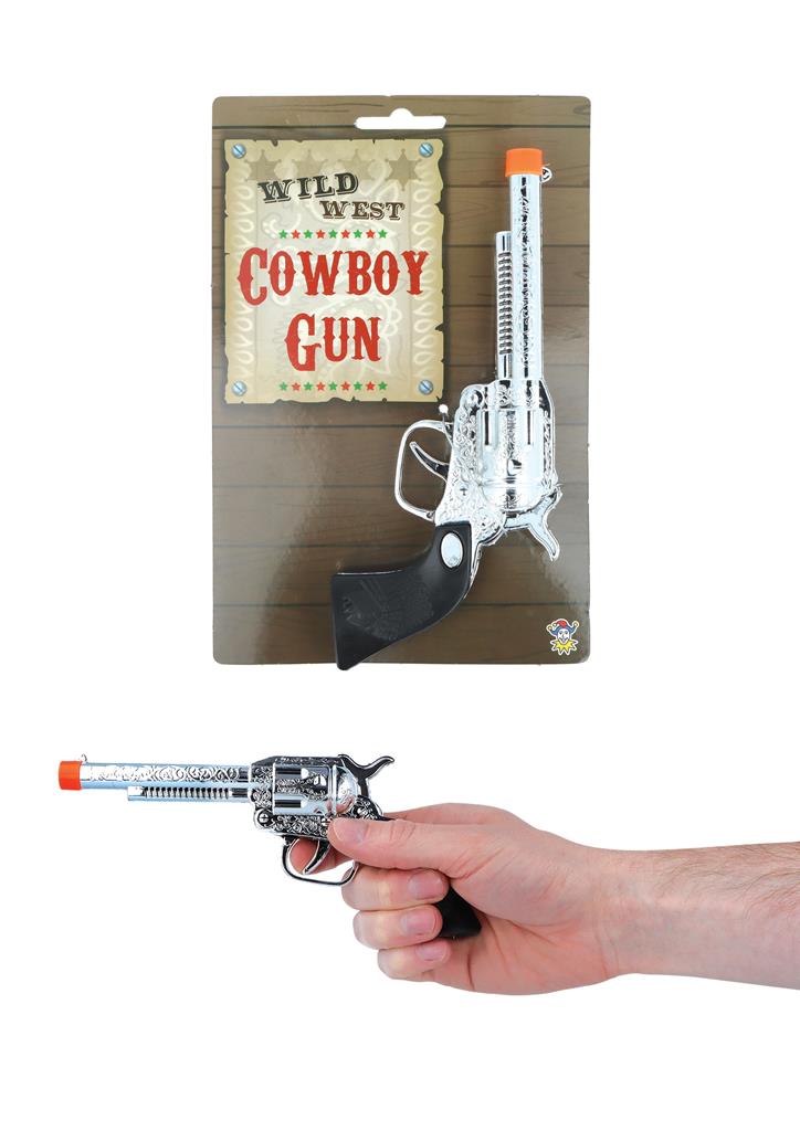 Silver Cowboy Pistol Toy 19cm - Click Image to Close